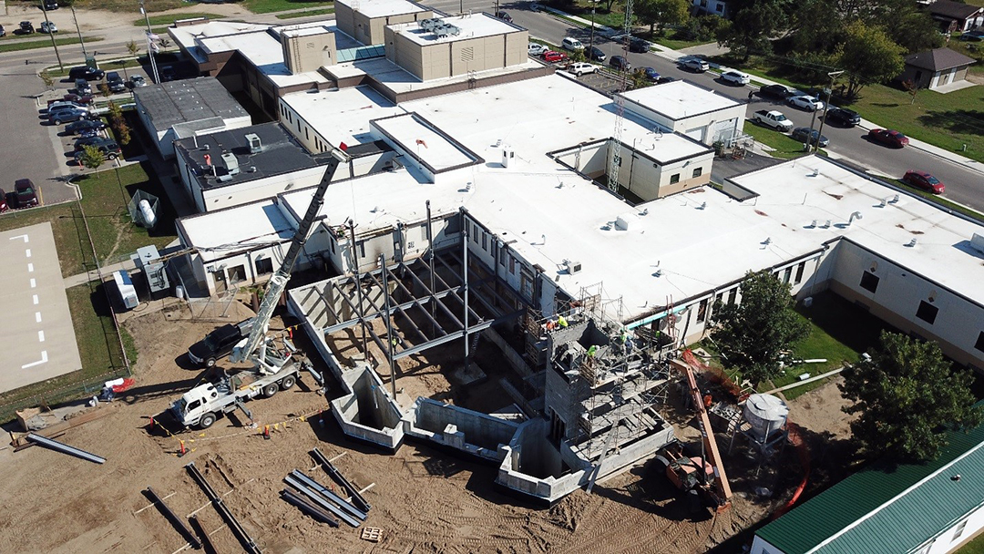 Aerial photograph of Cass Lake Service Unit during the phase 2.1 expansion, September 2019