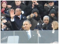 Thumbnail - clicking will open full size image - President Barack Obama at the Swearing-In Ceremony, photo by Dr. Roubideaux