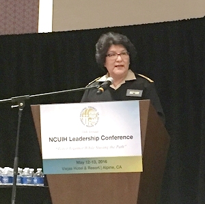Rear Adm. Pattea addresses the NCUIH Leadership Conference attendees during the Welcome and Opening Ceremony in Alpine, Calif.