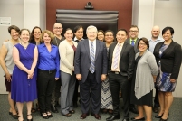 Thumbnail - clicking will open full size image - A group of 15 session attendees and IHS staff gathered for a photo in the conference room at the HHS Humphrey Building during the IHS Second Listening Session on American Indian and Alaska Native Lesbian, Gay, Bisexual, and Transgender Health Issues.