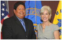 Thumbnail - clicking will open full size image - STAC Chair Ken Lucero and Secretary Sebelius