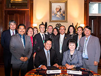 Thumbnail - clicking will open full size image - Notah Begay III, Dr. Yvette Roubideaux, Pueblo and Tribal leaders, and NB3F staff