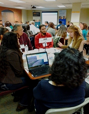 Pine Ridge Service Unit staff discuss Zero Suicide at the Academy (L-R): Beth Perkins, Charles Sitting Bull, Tome Jacobs, Becky Stoll (Speaker), Alma Tatum, Pamela End of Horn