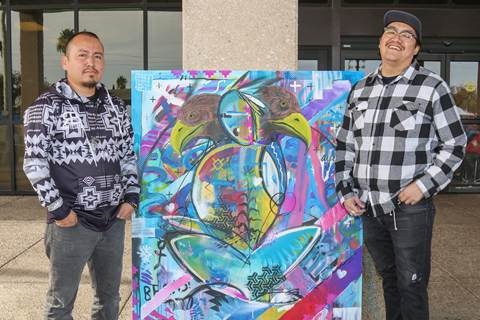 Contemporary Native artists, Jay Smiley and Orlando Allison, facilitated a community art project at PIMC.