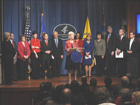 Attendees at Secretary Sebelius' press conference