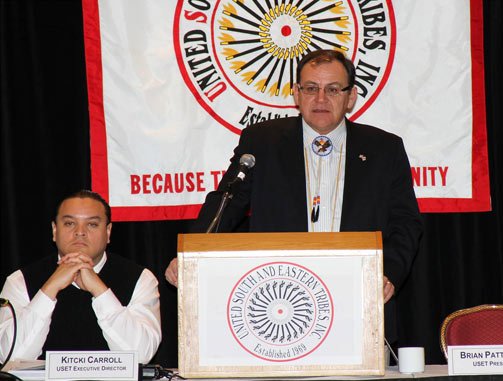 Man speaking to USET Health Board members