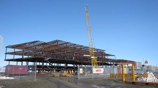 Nome construction steel framing well underway