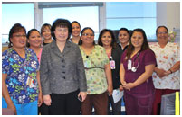 Thumbnail - clicking will open full size image - Dr. Roubideaux meets staff at the Gallup Indian Medical Center