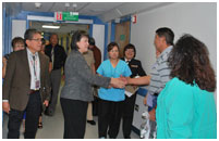 Thumbnail - clicking will open full size image - Dr. Roubideaux meets staff at the Gallup Indian Medical Center