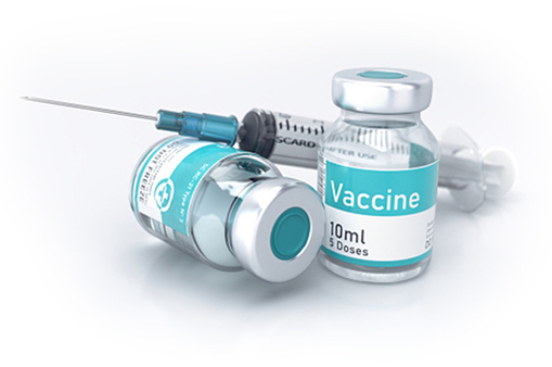 Vaccine vials and syringe