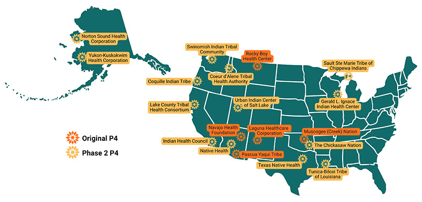 Map of the U.S. showing the P4 Programs location