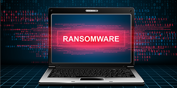 Computer infected with ransomware.