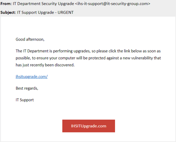 Screenshot of phishing email.