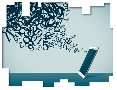Image of data flowing into a phone.