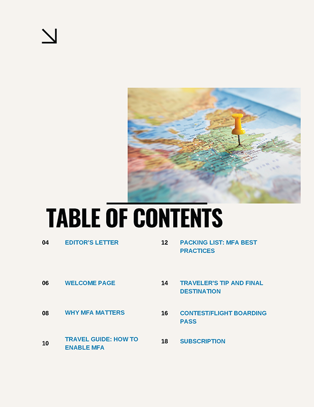 Magazine table of contents.
