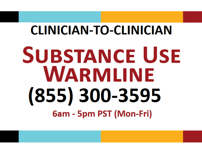 Substance Use Warmline. 855-300-3595