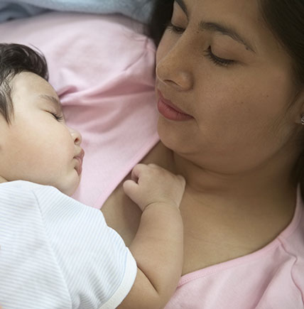 Mother holding a baby