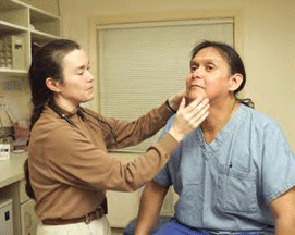 A doctor and patient during an assessment