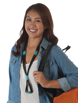 Woman applicant holding a purse and smiling