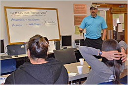 Tucson Indian Center class about benefits of exercise.