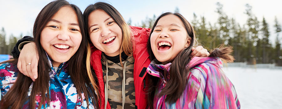 Happy girls somewhere in Alaska